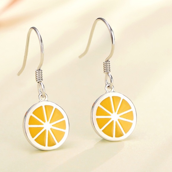🌷 STERLING SILVER (925) LEMON EARRINGS - Picture 2 of 6